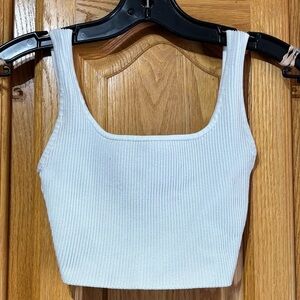 Aritzia Babaton Sculpt Knit Squareneck Cropped Tank White 2XS
